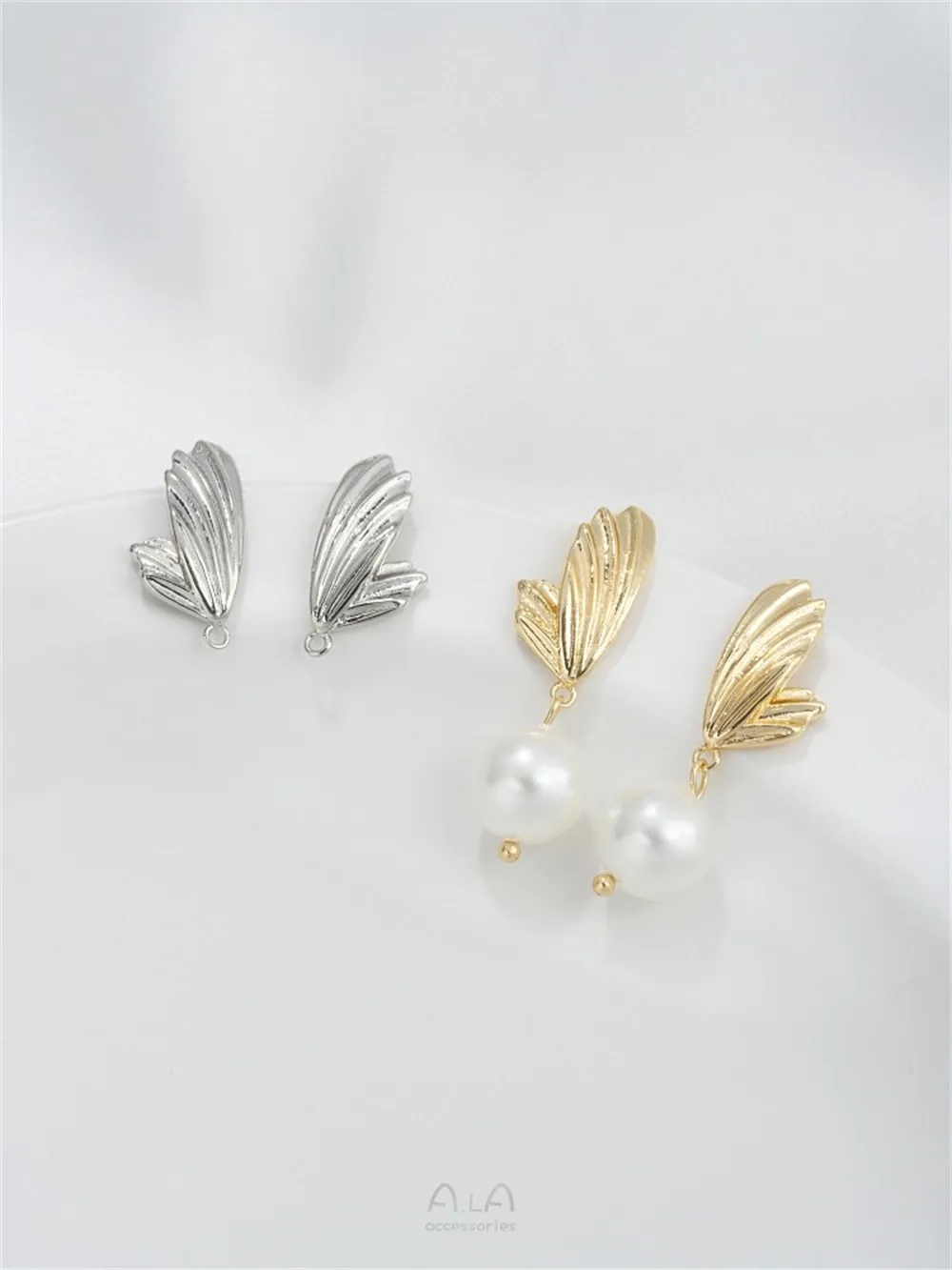 

14K Gold-plated Butterfly Wing Earrings 925 Silver Needles with Hanging Rings DIY Handmade Earring Materials Earring Accessories