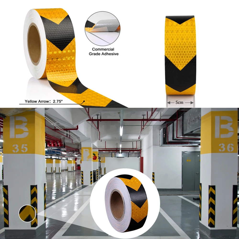 5cmx50m-roll-arrow-waterproof-reflective-warning-tape-stickers-reflective-film-car-safety-mark