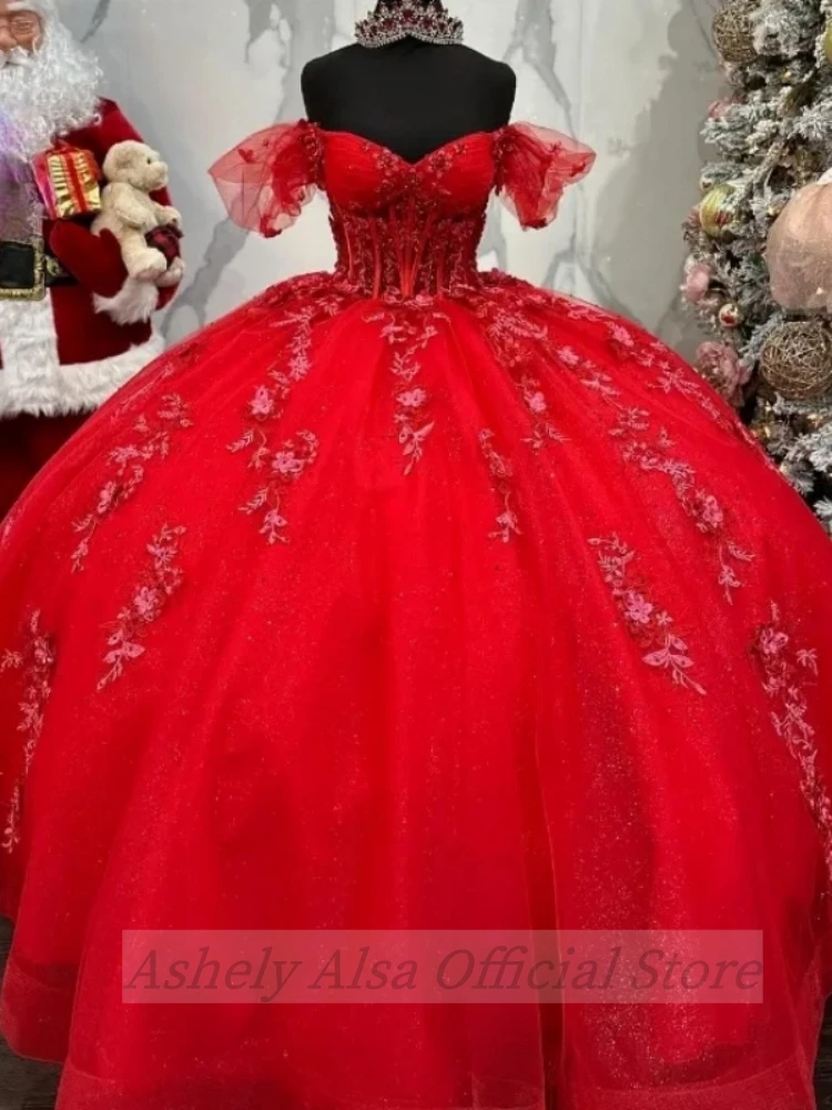 Saudi Arabic Real Photos Red Princess Birthday Party Dress For 15 16 Year Girls Prom Wear Quinceanera Dresses vestidos de fiesta