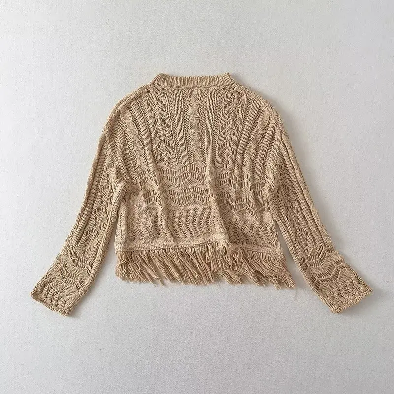 

Maxdutti French Fashion Retro Women Hollow Knitwear Loose Casual Tops For