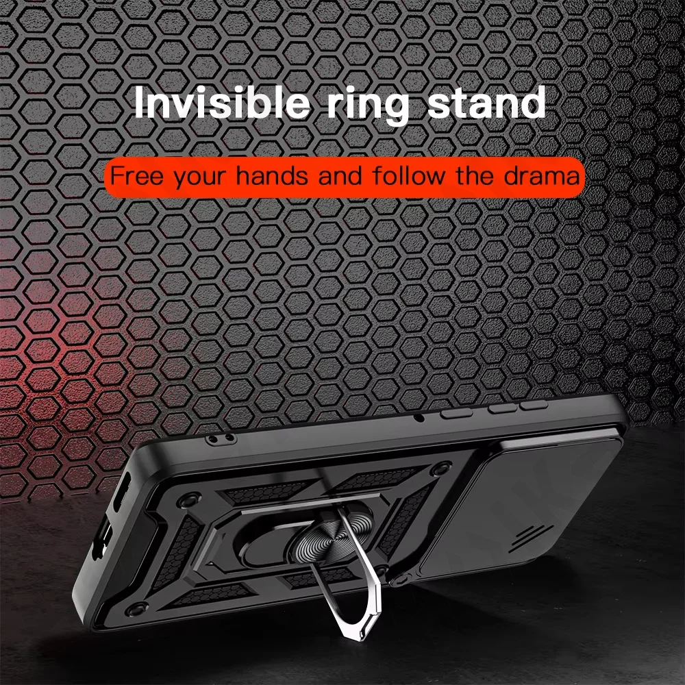 Versatile Motorola Phone Case with Camera Lens Cover and 360° Ring Stand