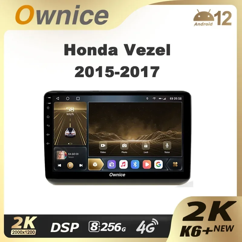 Ownice K6 + 2K 360 Per Honda Vezel Hr - V Hrv Hr V 2015 - 2017 Autoradio Lettore Video Multimediale Navigazione Stereo Gps Android 12