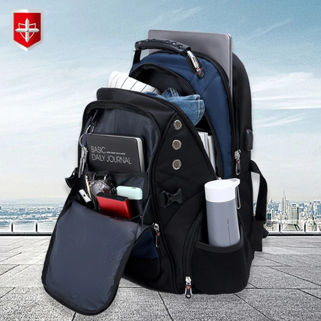 Crossten Durable 17 Inch Laptop Backpack,45L Travel Bag,College Bookbag,USB  Charging Port,Water Resistant,Swiss-Multifunctional - AliExpress