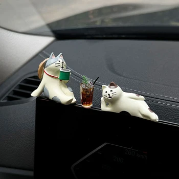 Cute Car Interior Decoration Ornaments Mini Cat Action Figure Auto Dashboard specchietto retrovisore decorazione accessori per Auto
