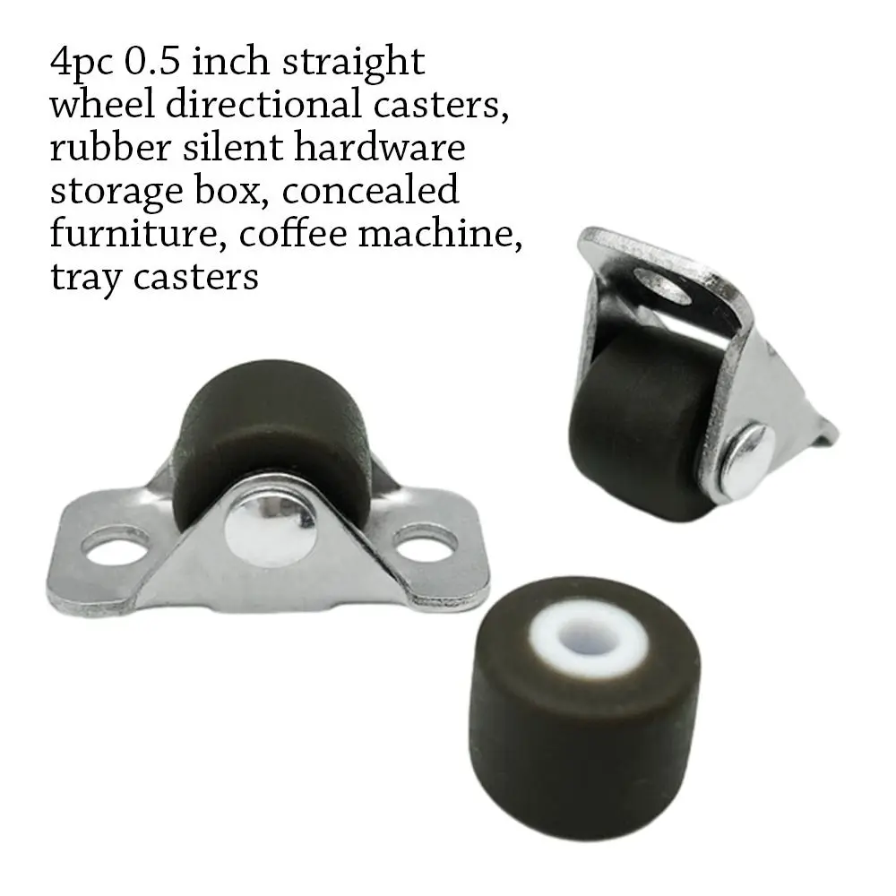 4Pcs 0.5inch Furniture Straight Wheel Directional Casters Drawer Tray Accessories Trash Can Storage Box Laundry Basket Caster