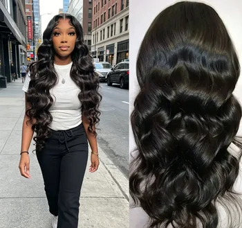 Nuove Parrucche Sintetiche Body Wave 13*4 con Frontale in Pizzo, Parrucca Lunga Senza Colla con Frontale in Pizzo, con Attaccatura Naturale Pre-Pizzicata e Baby Hair