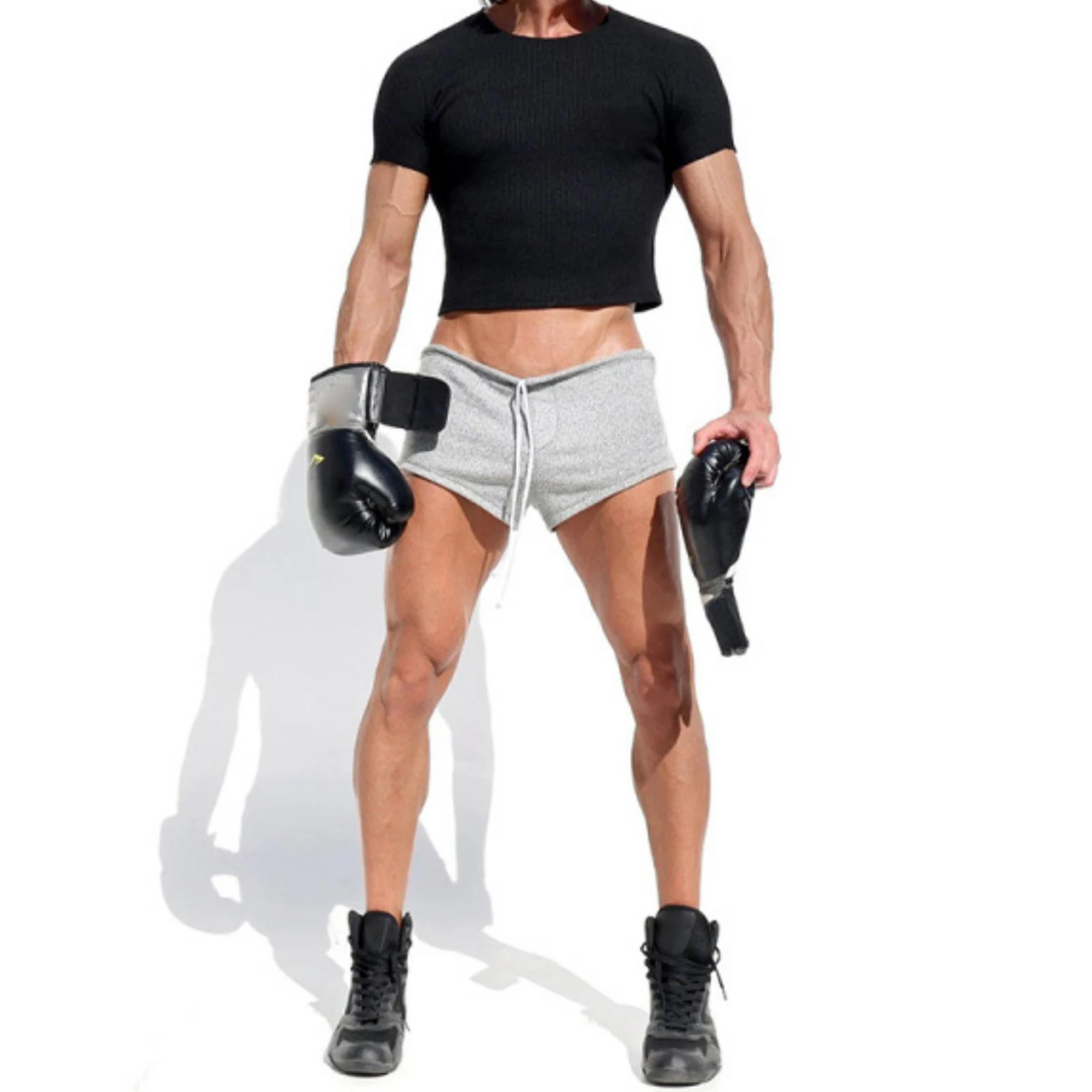 Short de course pour hommes, pantalon court décontracté, Short de plage rétro, couleur unie, short de sport avec cordon de serrage, taille basse, vêtements pour hommes