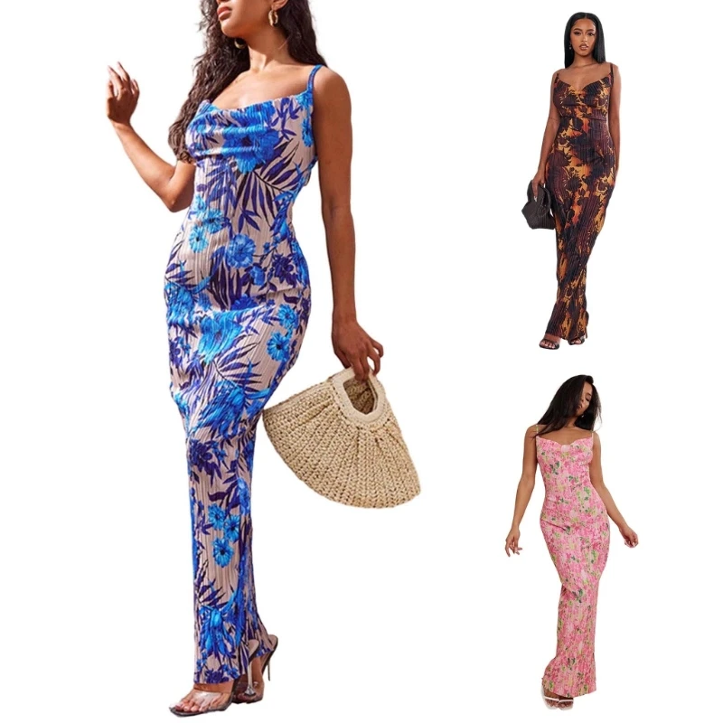 

Womens Summer Square Neck Sleeveless Tight Fit Long Bodycon Maxi Dress Party Streetwear