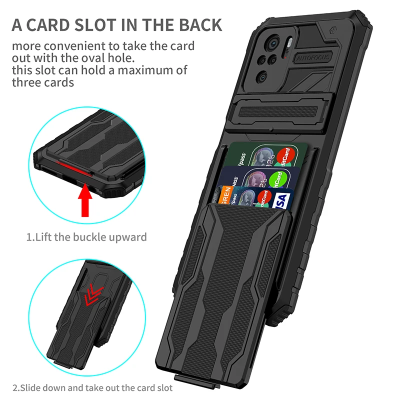 King Kong Card Bag Holder Phone Case For Xiaomi Redmi Note 10 9T 9A 9C 9 X 3 Fully Wrapped Anti Seismic Shatterproof Color Cover |