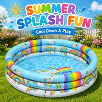Piscine gonflable 1 pièce, baignoire licorne arc-en-ciel, piscine à balles portable pour jeux aquatiques d'été en extérieur pour tout-petits 3