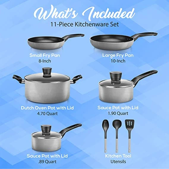 SereneLife 15 Piece Pots and Pans Home Non Stick Kitchenware Cookware Set -  AliExpress