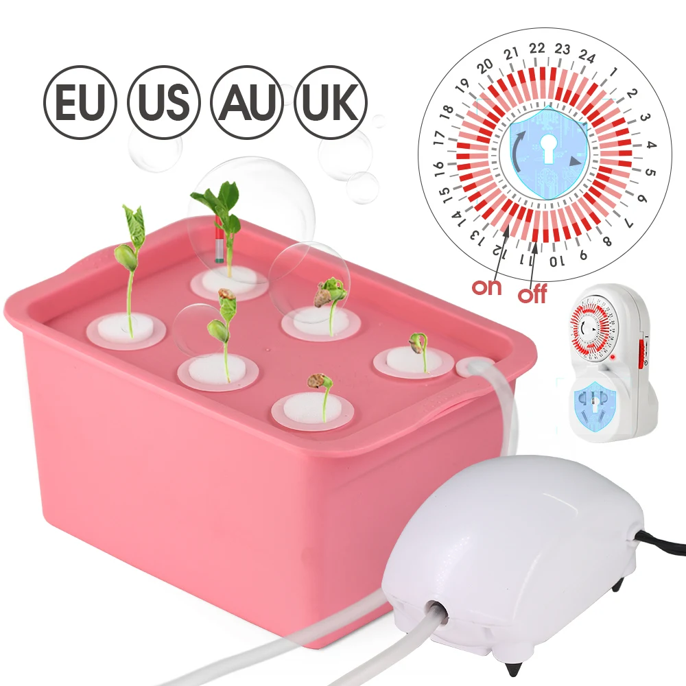 Kit Di Coltivazione Per Semina A 6 Fori Da 5 Litri Sistema Idroponico Coltivazione Di Semi Ortaggi Scatola Di Coltivazione Rosa Pompa Ad Aria Per Colt