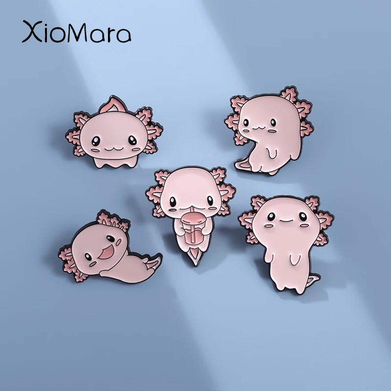 Salamander Emaille Pins Niedlichen Cartoon Sechseckigen Drachen Marine Lifes Brosche Revers Tasche Abzeichen Kleidung Rucksack Schmuck Zubehör