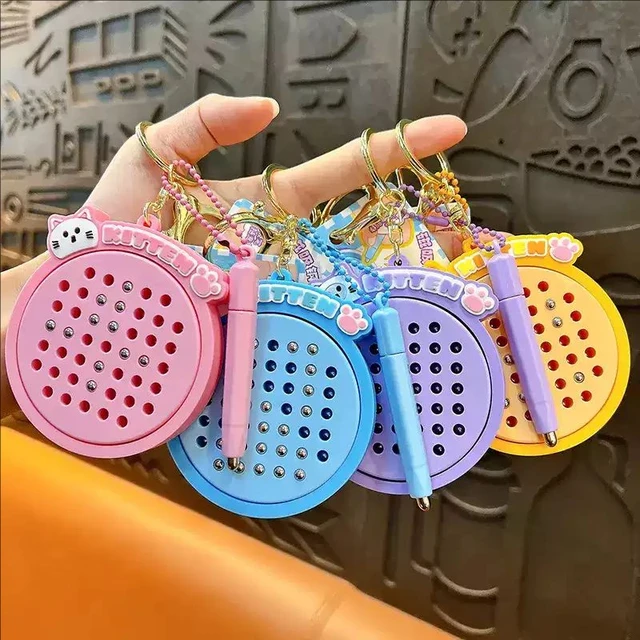 Funny Magnetic Steel Ball Drawing Board for Kids Travel Toys Keychain Cartoon Magnetic Board forChildren School Bag Pendant Gift 2