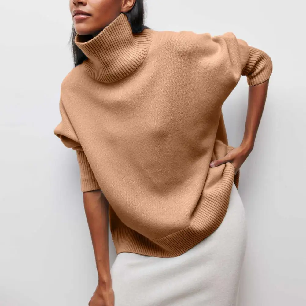

Winter Sweater Women Solid Tops Cozy High Collar Women's Sweater for Fall Winter Thick Warm Soft Pullover with Neck Protection