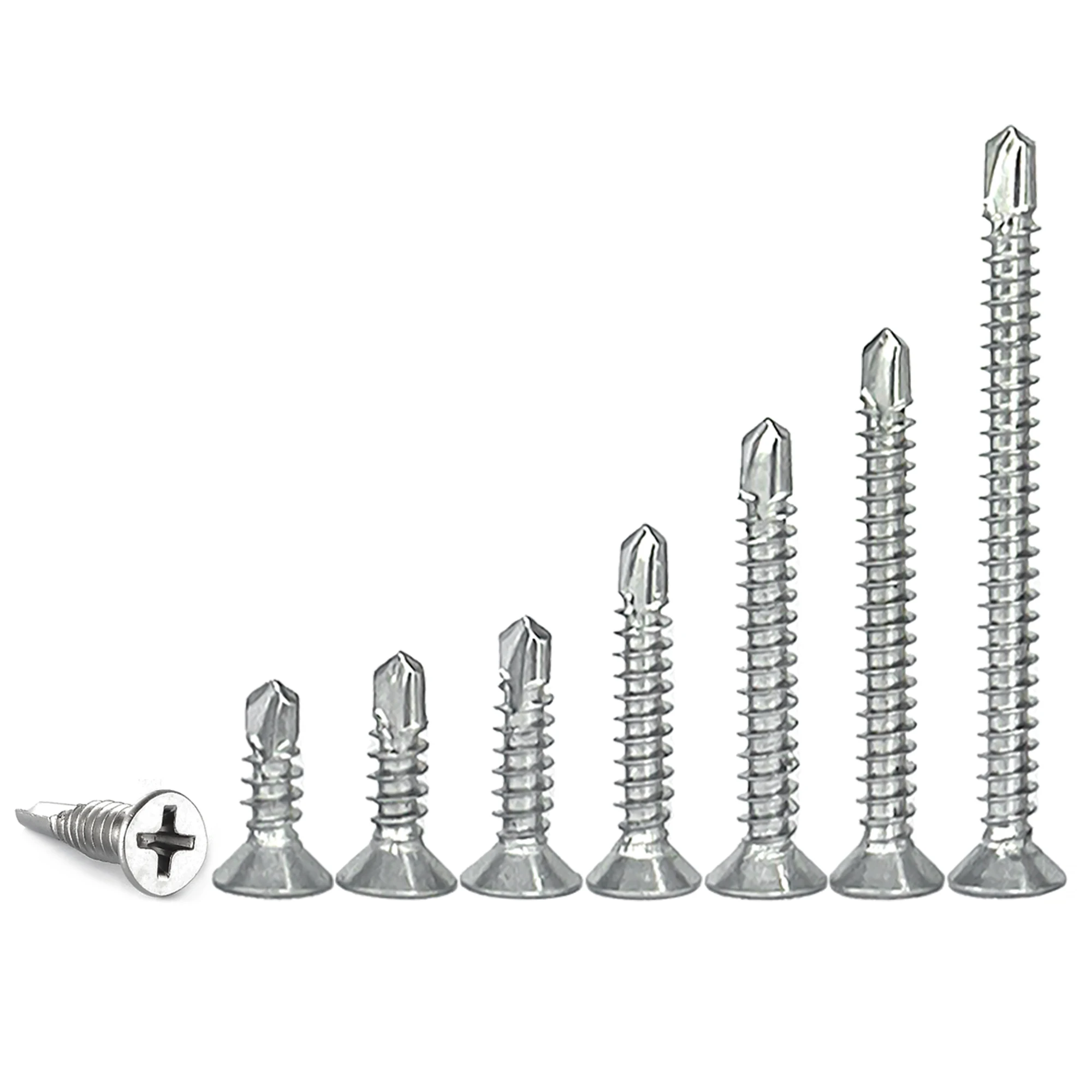 #8 M4.2 410 Stainless Steel Flat Head Self-Tapping Screws for Sheet Metal High-Strength Quick Drilling 50PCS self tapping screws