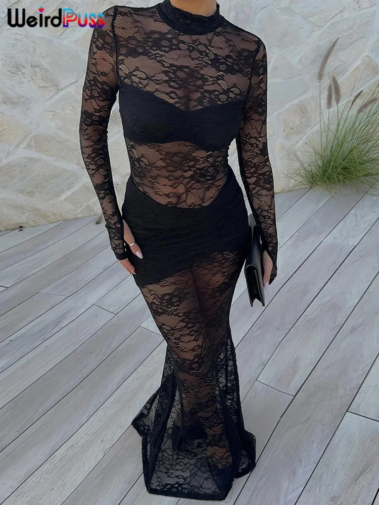 Weird Puss Sexy Party Dress Women Patchwork Autumn Fashion Stretch Full Sleeve Skinny Birthday Midnight Clubwear Solid Vestidos 2