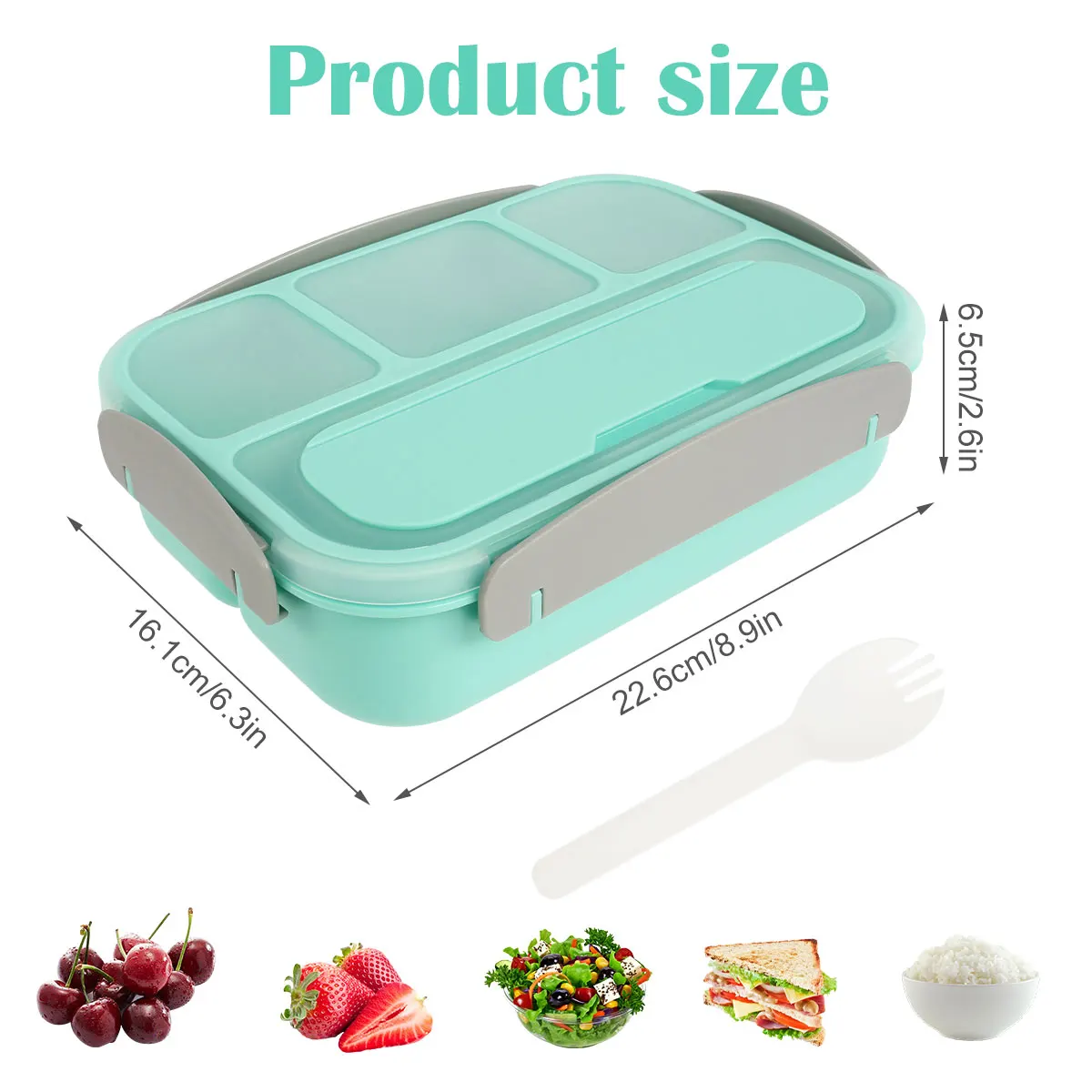 1300ML BPA 프리 도시락 상자, 누출 방지 휴대용 식품 용기, 어린이 전자 레인지 냉동고 안전, 4 칸