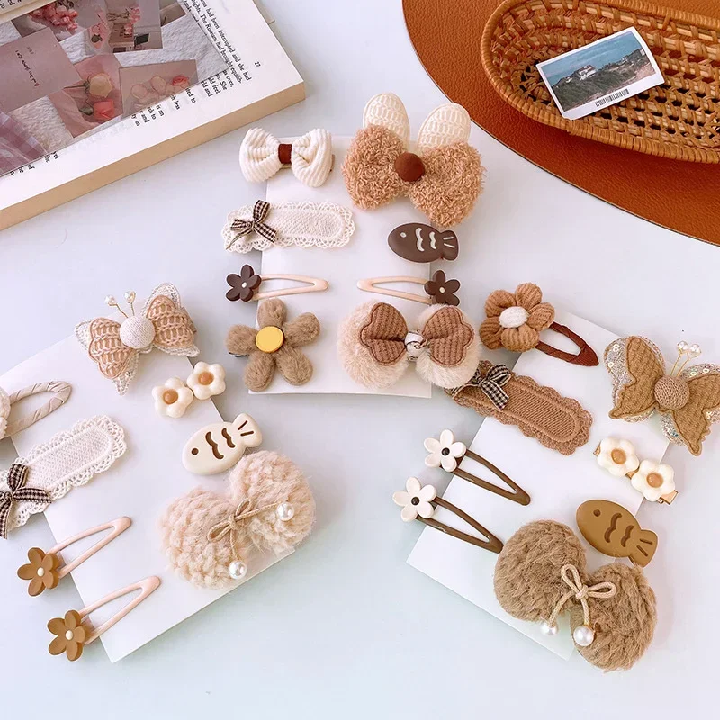 Bows Baby Hair Clips 8Pcs/Set Hair Accessories Girls Cartoon Animal Flower Hairpin Headdress Kids Pins Birthday Gifts hair clips hair accessories