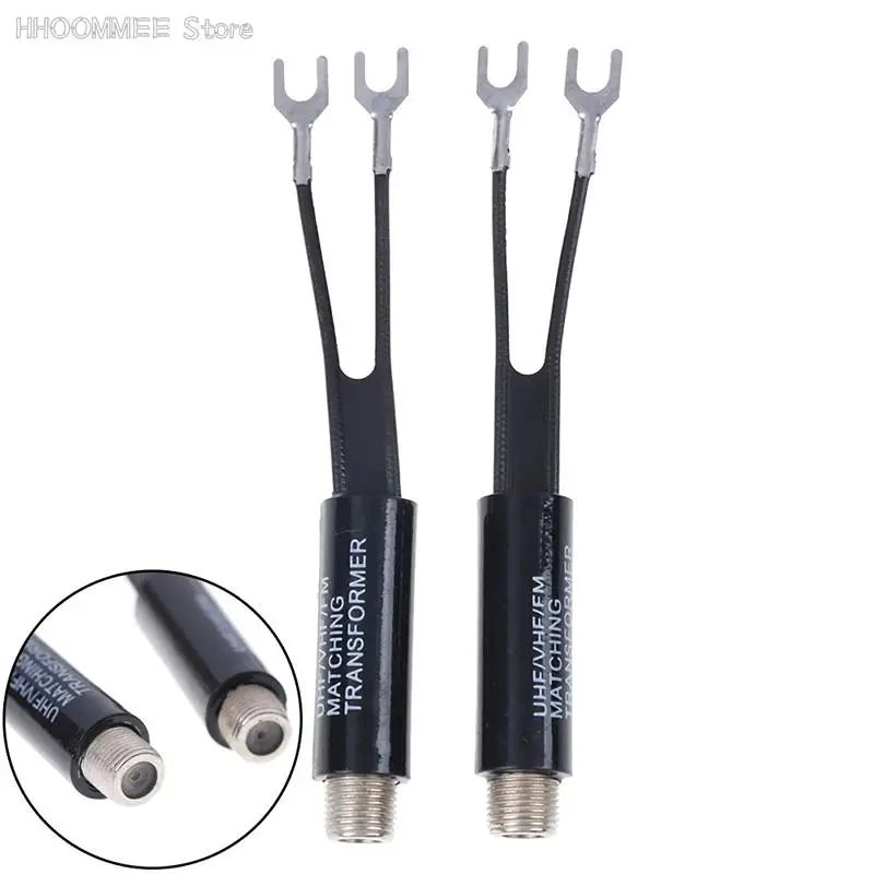 2Pcs Transformer Adapter UHF/VHF/FM/TV F Cable 75-300 Ohm Balun Antenna Matching
