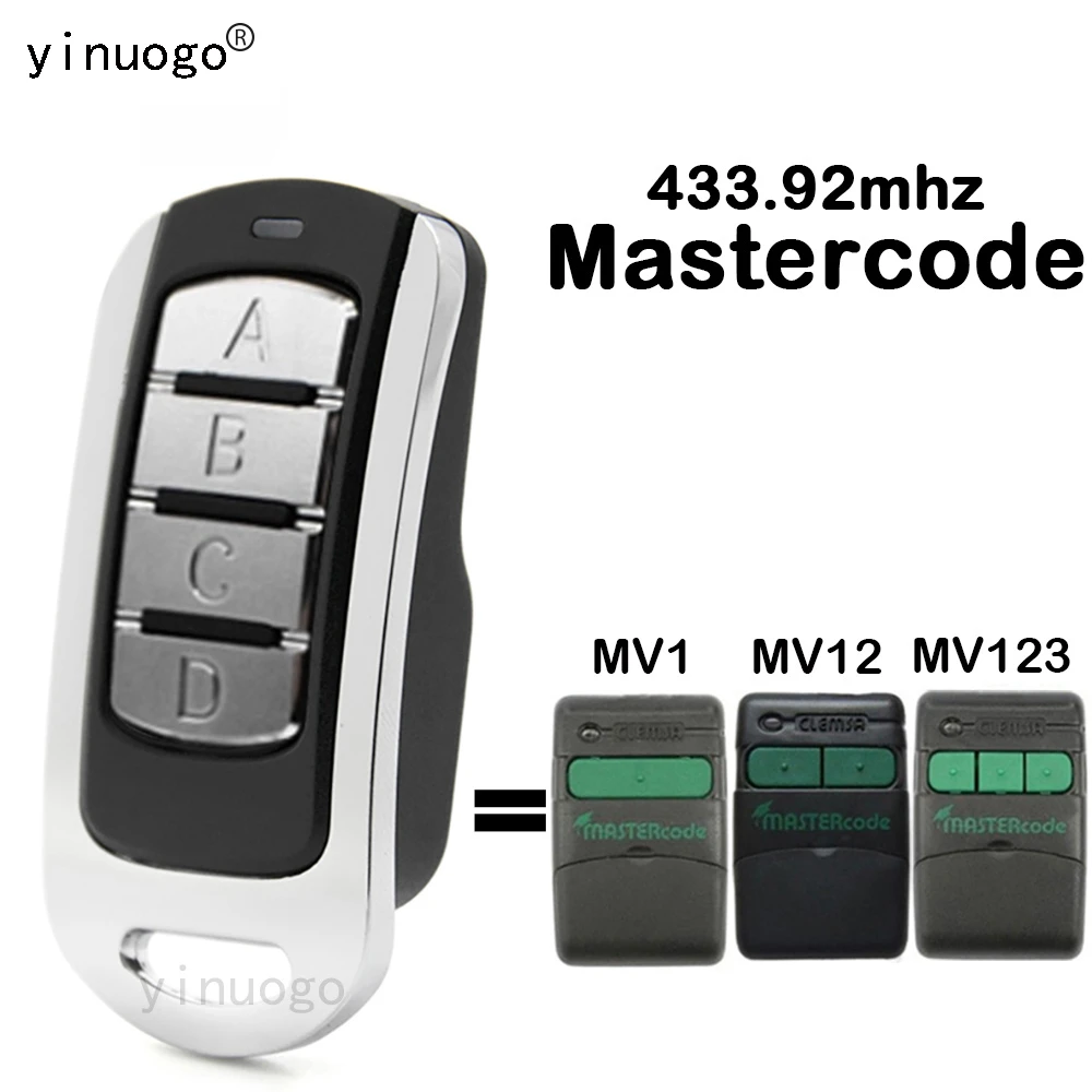 Mastercode MV1 MV12 Remote Control Garage Door Opener 433.92mhz MASTERCODE MV123 Garage Command Wireless Transmitter latch smart lock