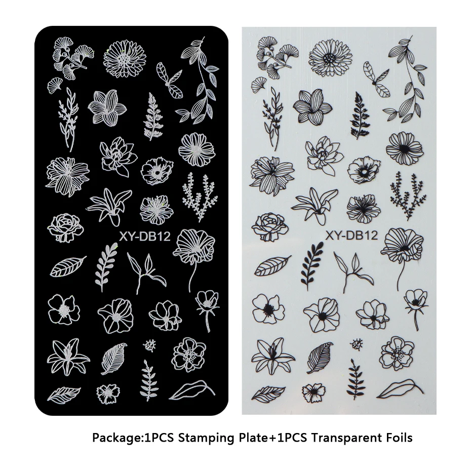 Flowers Design Mould Gel Stamping Plate Charm Embossed Nail stencil Varnish For Stamping DIY Templates Tools Manicure Products 5