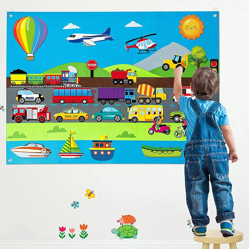 Baby Montessori Busy Board Toy Kids DIY Felt Board Toys Farm Animals Learning Story Book Felt Play Mat Flannel Insect Wall Decor images - 6