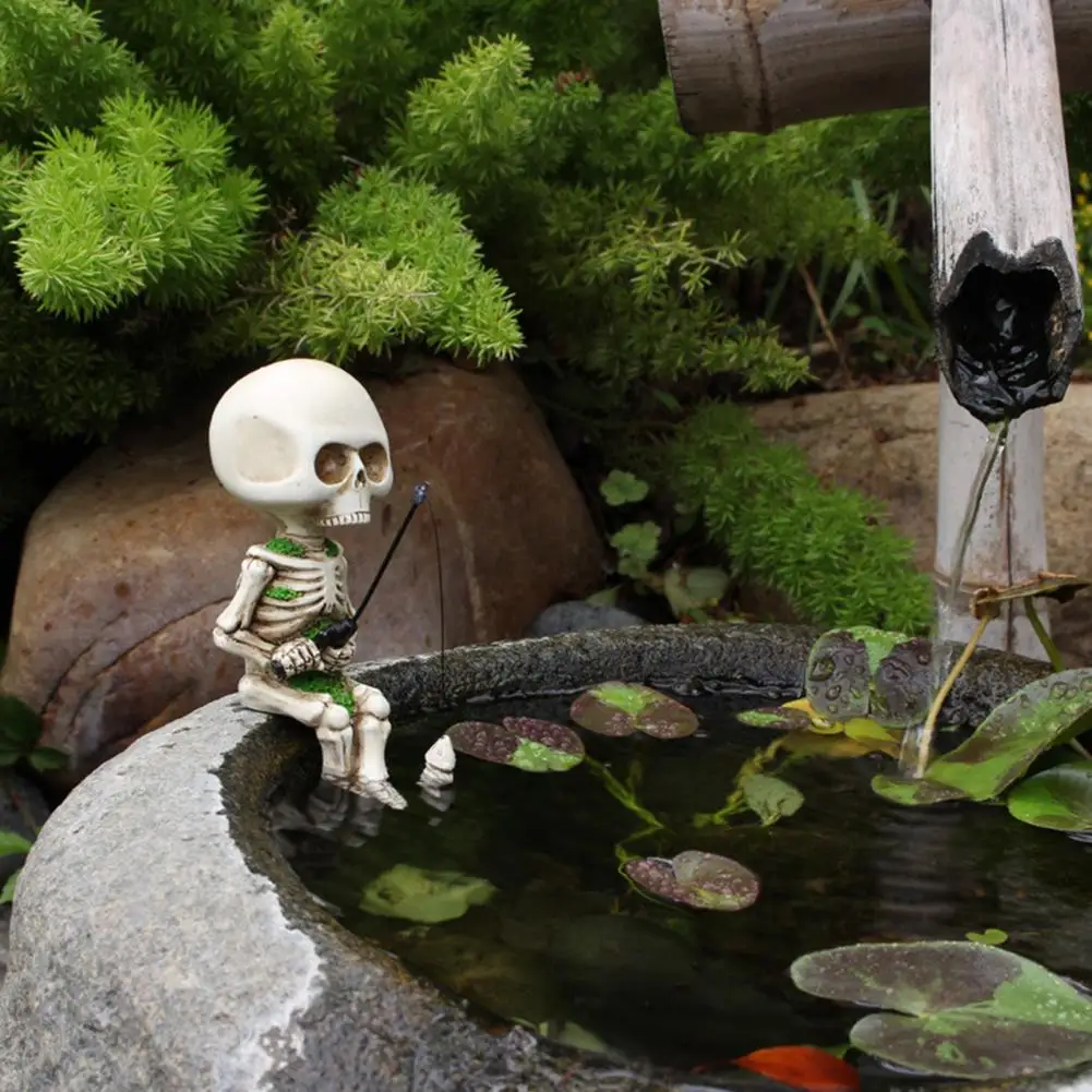 

Spooky Ornament Theme Decoration Spooky Halloween Fishing Figurine Mini Resin Ornament for Lovers of Halloween Decor Home Garden
