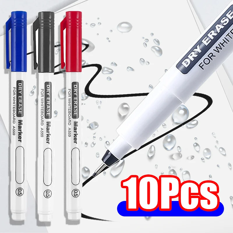 Erasable Whiteboard Markers Pen Extremely Thin Fine Nib 0.5MM 0.7MM 1MM
