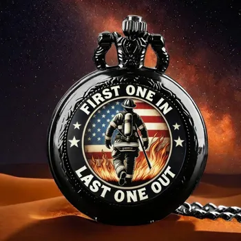 First One In Last One Out Fireman Design Design Quartz Pocket/Pendant Watch