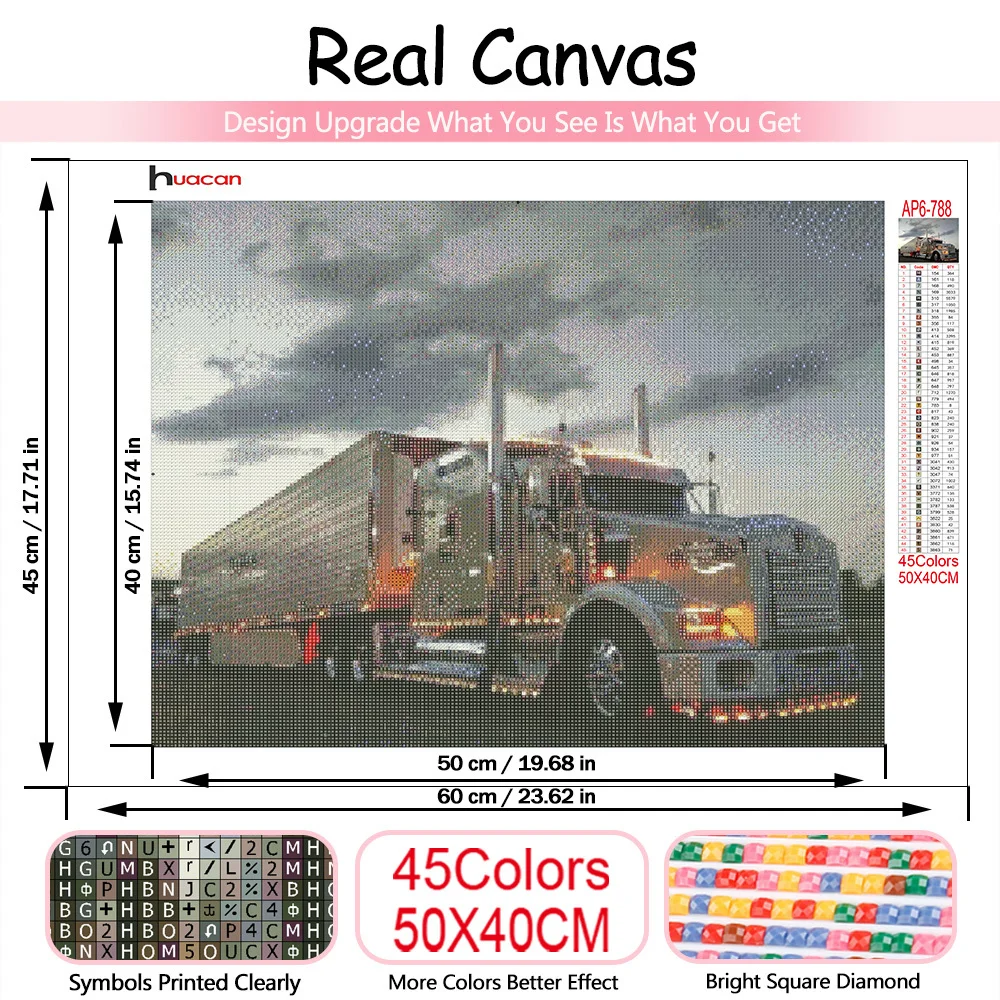 Huacan Diamond Painting New Collection Truck 5d Diy Embroidery Lorry Scenery Mosaic Cross Stitch Home Decor
