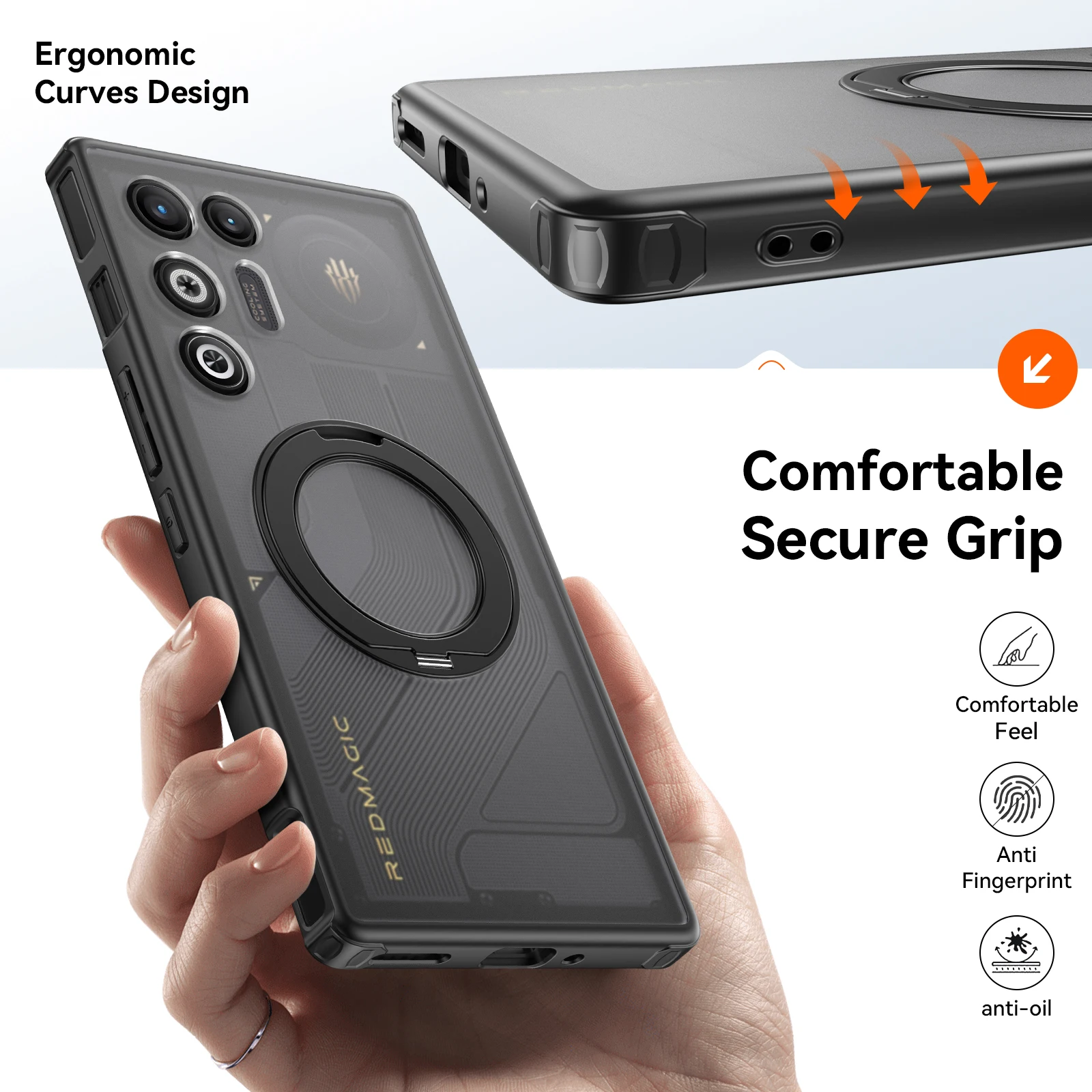 Translucent Shockproof Magnetic Phone Case with 360° Rotating Bracket and Matte Finish