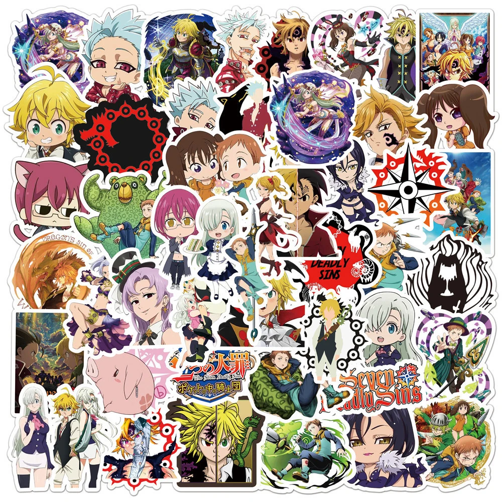 Anime-Themed Seven Deadly Sins Sticker Set – Cool Manga Decals for Water Bottles, Scrapbooking, and Phone Cases