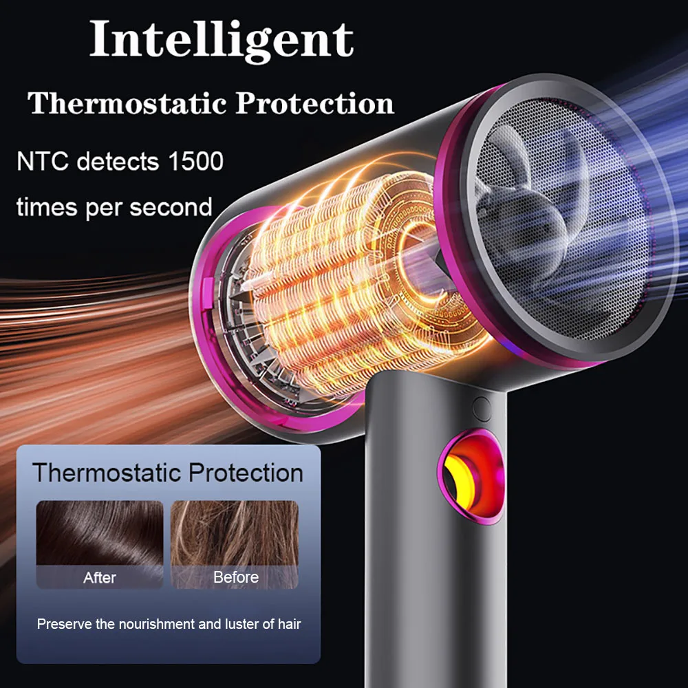 2400W Hair Dryer Hot and Cold Wind with Diffuser Conditioning Powerful Blower Heat Constant Temperature Blowdryer Dry Quickly 3