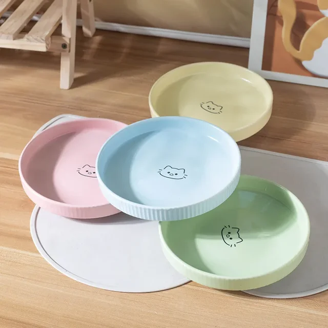 Ceramic Tableware for Cats Plates Feeders Cartoon Puppy Pet Food Bowl Shallow Mouth 4