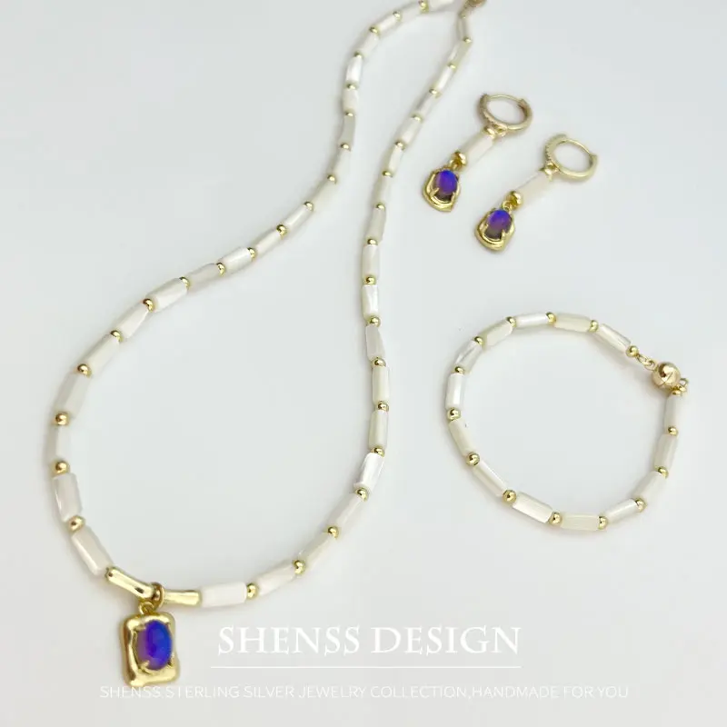 2309652-3df3b4.jpg Sf93c00777a9041468f322ede4c35523b3 Cylindrical Shell Necklace Bracelet Earring Purple Pendant 14k Copper Plated Gold Jewelry Mallzona