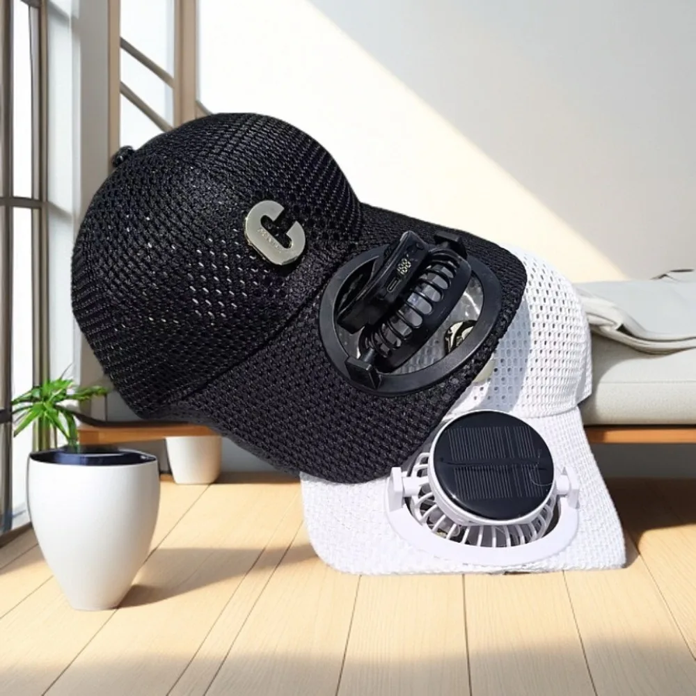 Breathable Mesh Solar Fan Baseball Cap for Outdoor Sun Protection