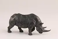 Rare Chinese copper rhino Figure statue collect bronze good stand table decor 1