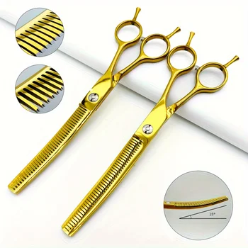 Tijeras curvas coloridas de 7 pulgadas, tijeras profesionales de acero inoxidable para el cuidado de s, tijeras para adelgazar, corte para el cuidado de mascotas