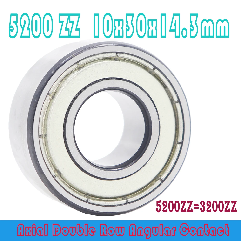 

5200 ZZ Bearing 10 x 30 x 14.3 mm ( 1 PC ) Axial Double Row Angular Contact 5200ZZ 3200 ZZ 3056200 Ball Bearings