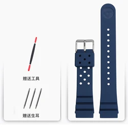 Men's Sports Waterproof Silicone Watch Strap - 22mm Rubber Replacement Band - 22mm (Blue silver)