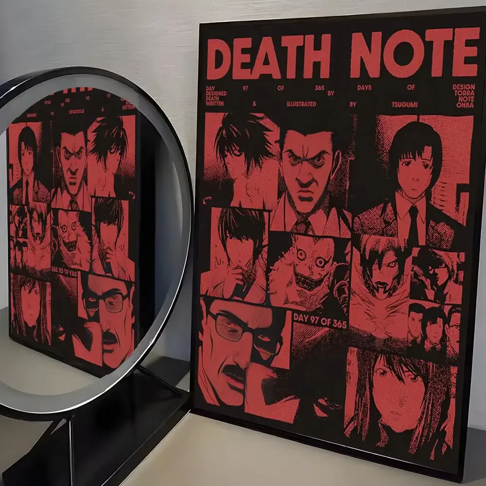 Anime D-Death Note Gemälde Kalligraphie Hochwertige Baumwolle Leinwand Poster Wandkunst für Wohnzimmer Moderne Kaffeehaus Dekor – Detail 19