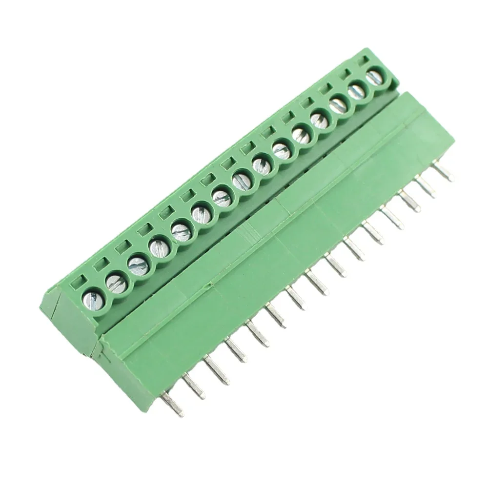 10Sets 3.5mm Pitch 15P 15 Pin Poles Way Female and Male Straight Screw Pluggable Terminal Block Plug Cable Connector 300V 8A