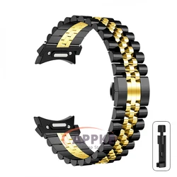 Sleek No-Gap Steel Watch Strap - Premium Metal Quick-Fit Band for 6 Classic 43 47mm (Black Gold)