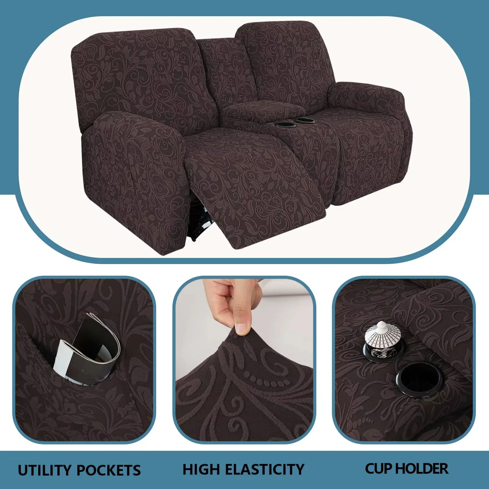 1/2 Seats Elastic Recliner Sofa Cover Printed Slipcover Chair Sofa Protector Relax Armchair Stretch Couch Covers For Living Room