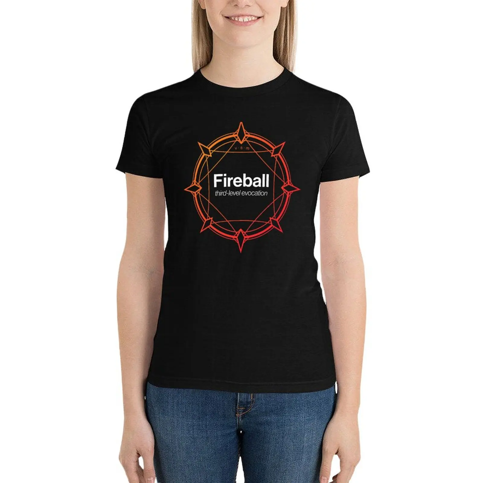 Fireball Spell Symbol T-Shirt graphics aesthetic clothes Female clothing female Womens graphic t shirts
