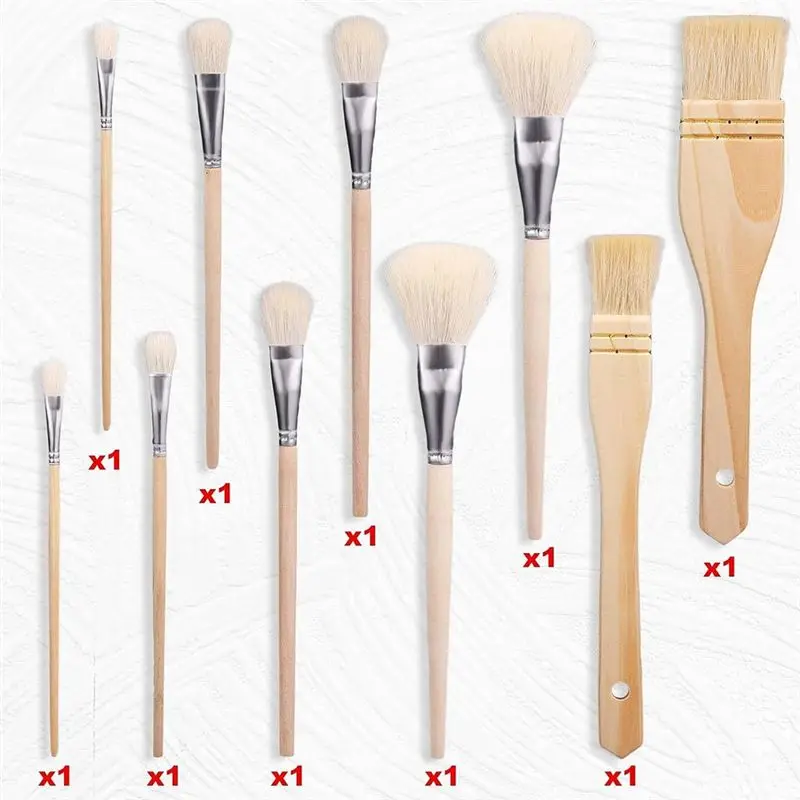 ABUH-10Pcs 페인트 브러쉬, 다양한 크기의 염소털 페인트 브러쉬, 벽 페인팅용 부드러운 털 금박 브러쉬, 내구성이 뛰어난 페인팅용 브러쉬