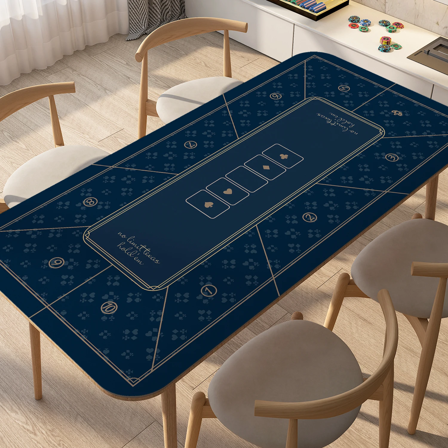 Velvet Texas Poker Ten Person Table 120*60cm/140*70cm/160*80cm Anti Slip Special Rubber Poker Mat Chip Texas Hold'em Table Mat
