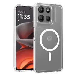 Clear Magnetic Charging Acrylic Phone Case Cover - Motorola G 5G (2025) (Clear)