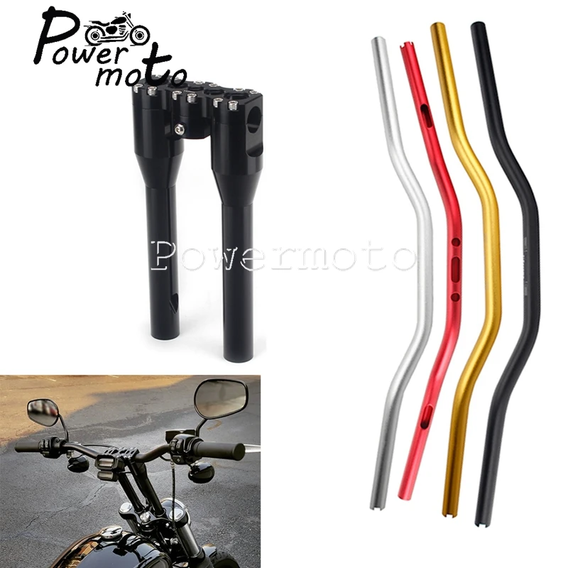 Per Harley Sportster Dyna Custom Universal Black Motorcycle 10 "+ 1" Manubrio Modulare Riser Mount Clamp Kit 25Mm T Bar Clamp